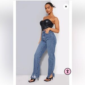 Pretty little thing high rise split hem jeans